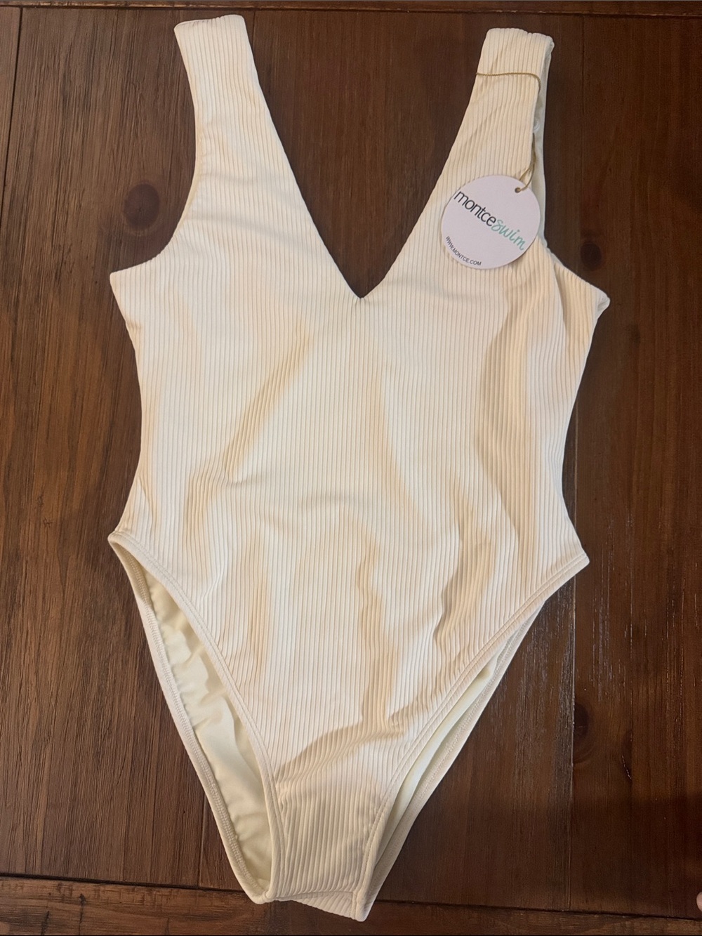 Montce Swim! Cream Ribbed One-Piece Swimsuit
